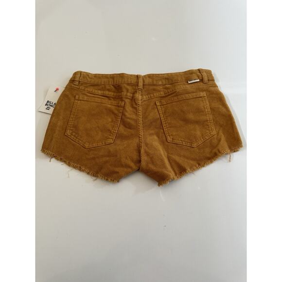 Billabong Corduroy Cutoff Shorts Sz 28 Lite Hearted Lace Up Pockets Stretch Gold - Picture 5 of 10